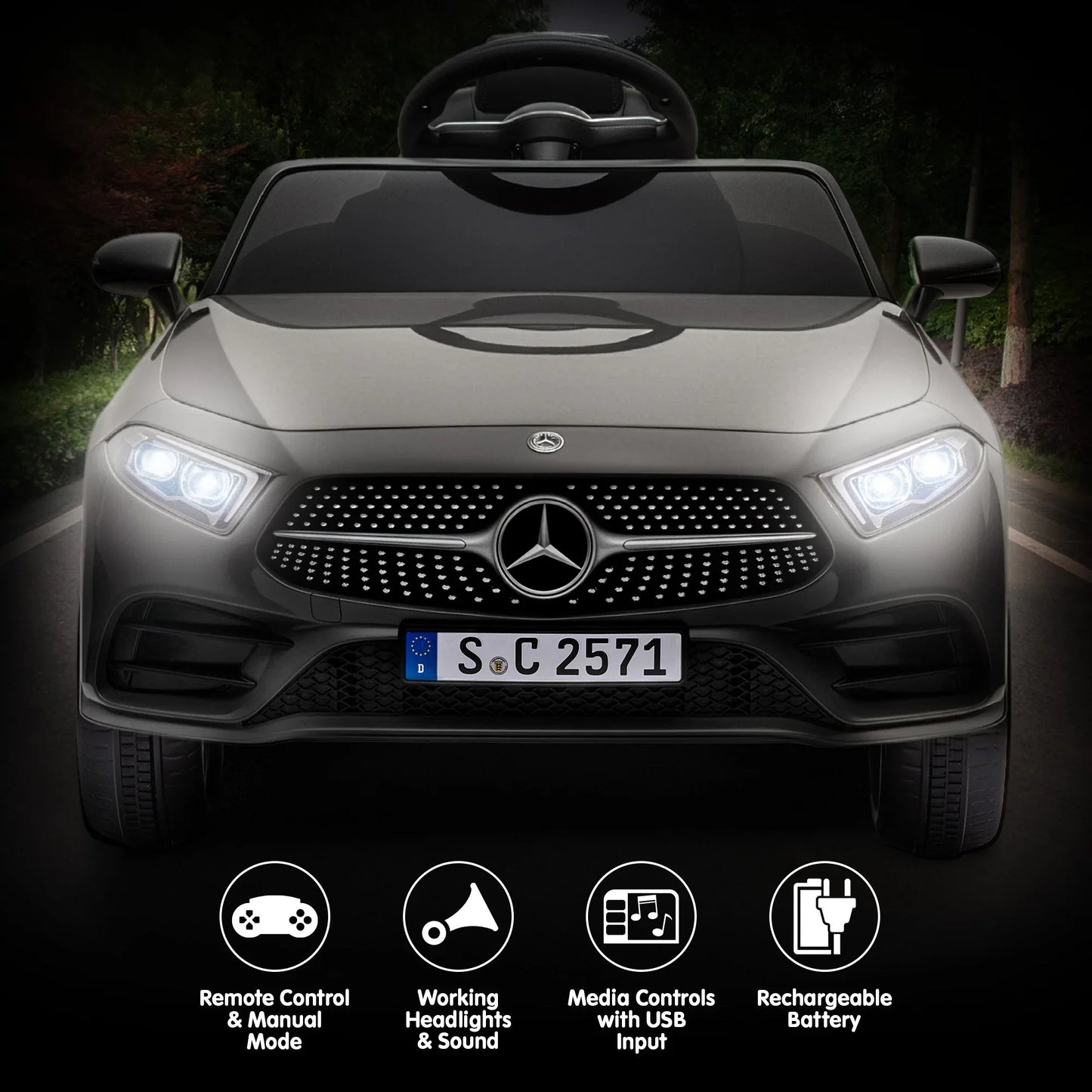 Kahuna Mercedes Benz CLS 350 Kids Electric Ride On Car with Remote Control - Black - Mekamart Australia