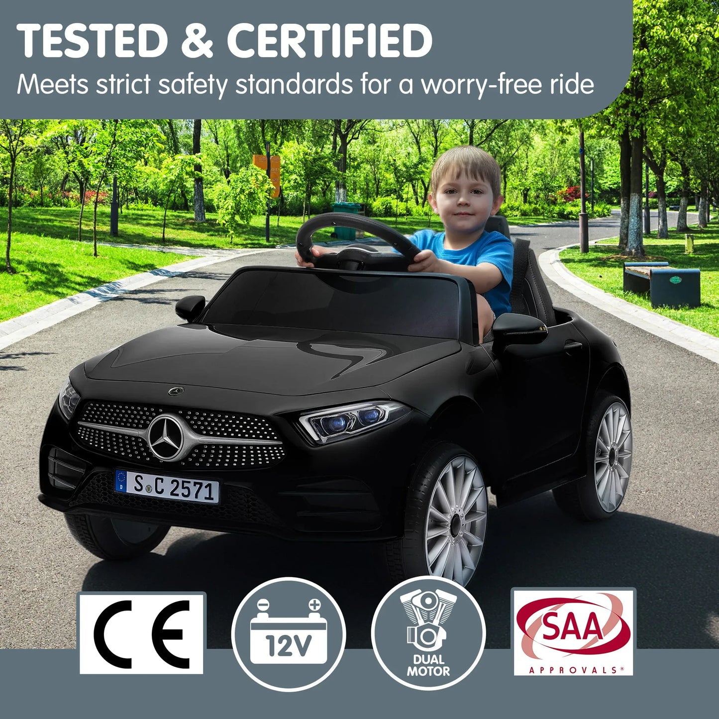 Kahuna Mercedes Benz CLS 350 Kids Electric Ride On Car with Remote Control - Black - Mekamart Australia