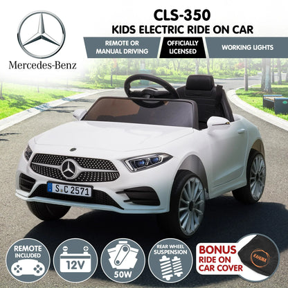 Kahuna Mercedes Benz CLS 350 Kids Electric Ride On Car with Remote Control - White - Mekamart Australia