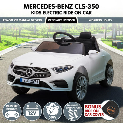 Kahuna Mercedes Benz CLS 350 Kids Electric Ride On Car with Remote Control - White - Mekamart Australia