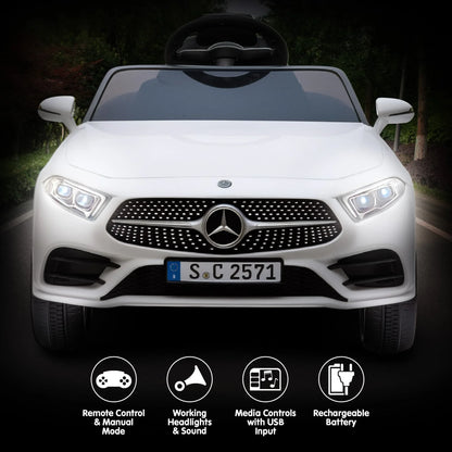 Kahuna Mercedes Benz CLS 350 Kids Electric Ride On Car with Remote Control - White - Mekamart Australia
