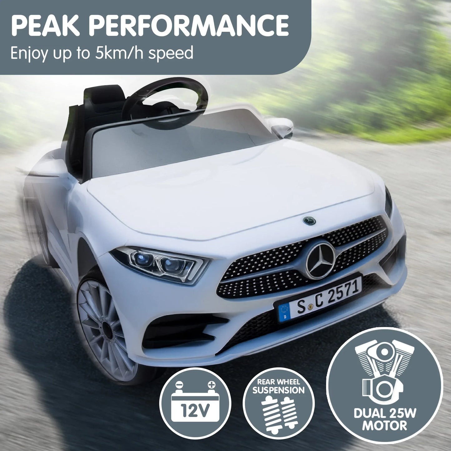 Kahuna Mercedes Benz CLS 350 Kids Electric Ride On Car with Remote Control - White - Mekamart Australia