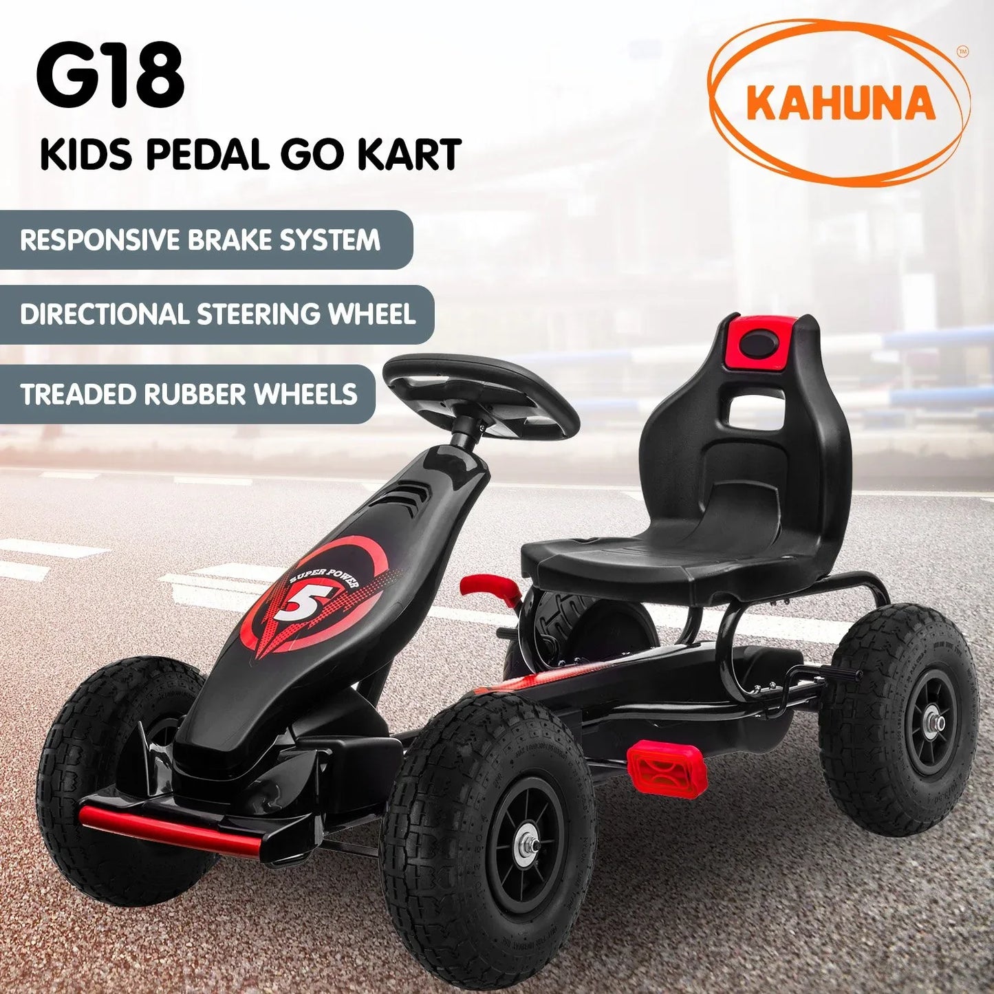 Kahuna G18 Kids Ride On Pedal Powered Go Kart Racing Style - Red - Mekamart Australia