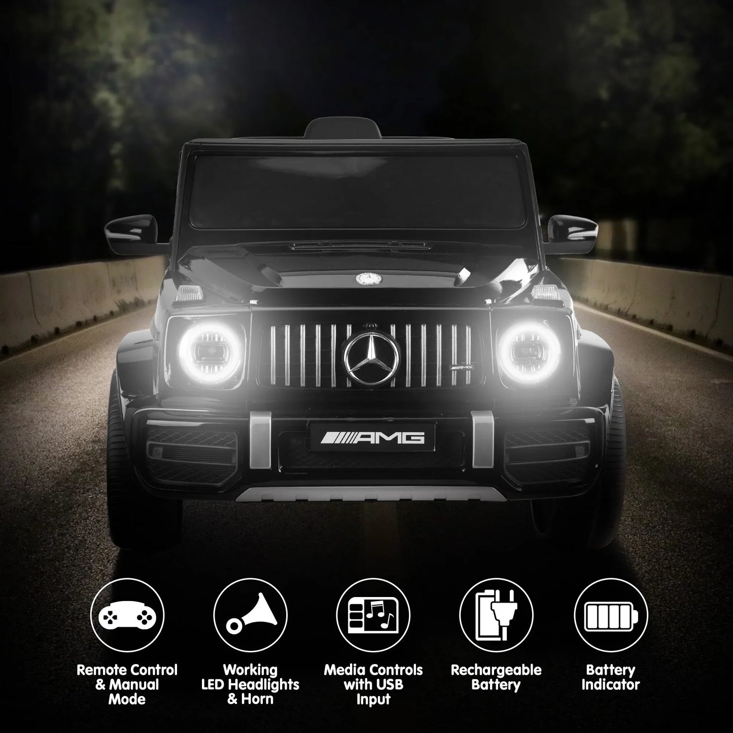 Kahuna Mercedes Benz AMG Licensed G63 Kids Electric Ride On Car Remote Control Dual 25W Motors Music Player LED Lights - Mekamart Australia