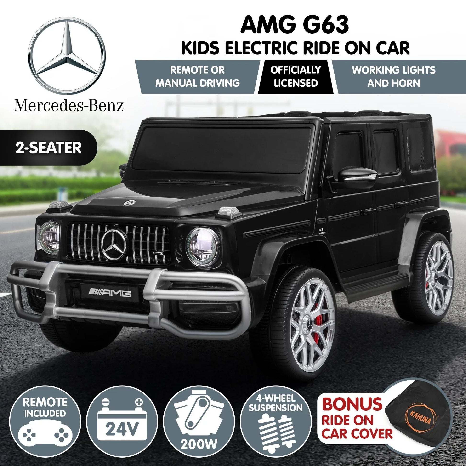 Kahuna Mercedes Benz AMG G63 Kids Electric Two Seater Ride On Car with Remote Control - Mekamart Australia