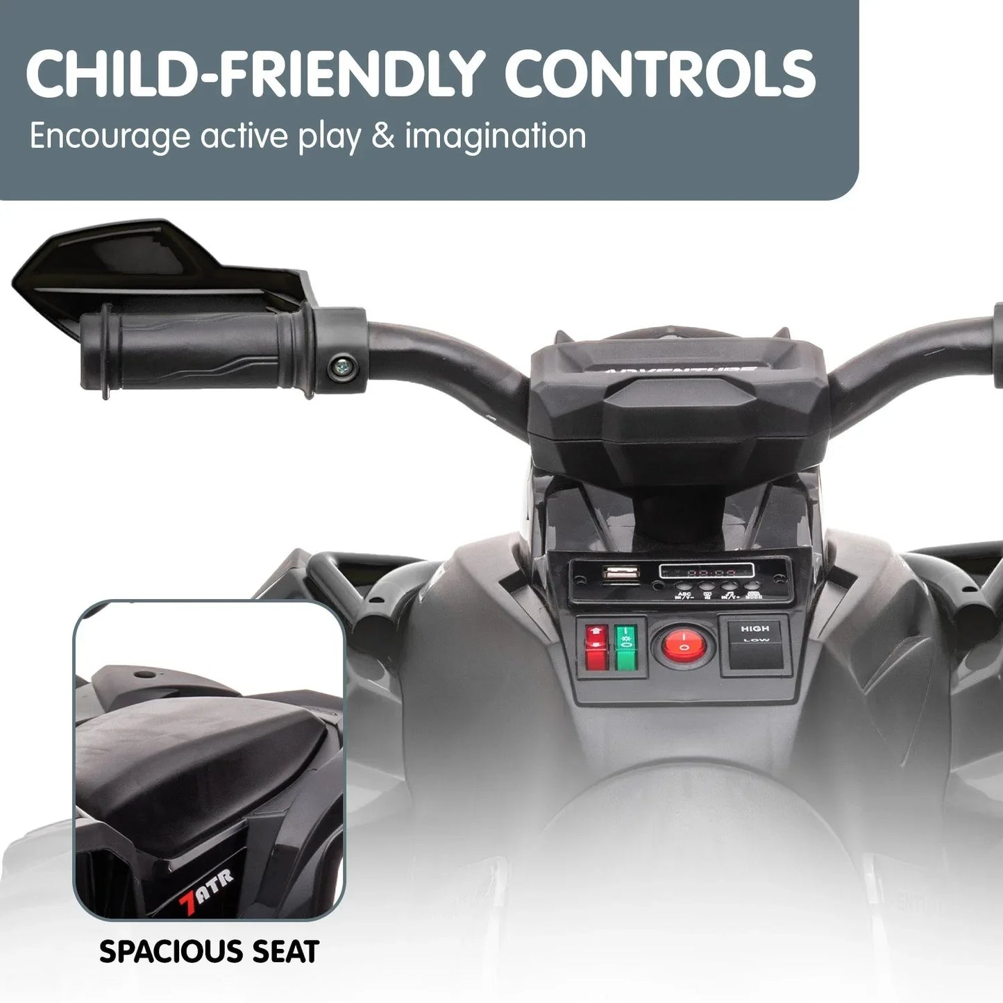 Kahuna GTS99 Kids Electric Ride On Quad Bike Toy ATV 50W - Black - Mekamart Australia