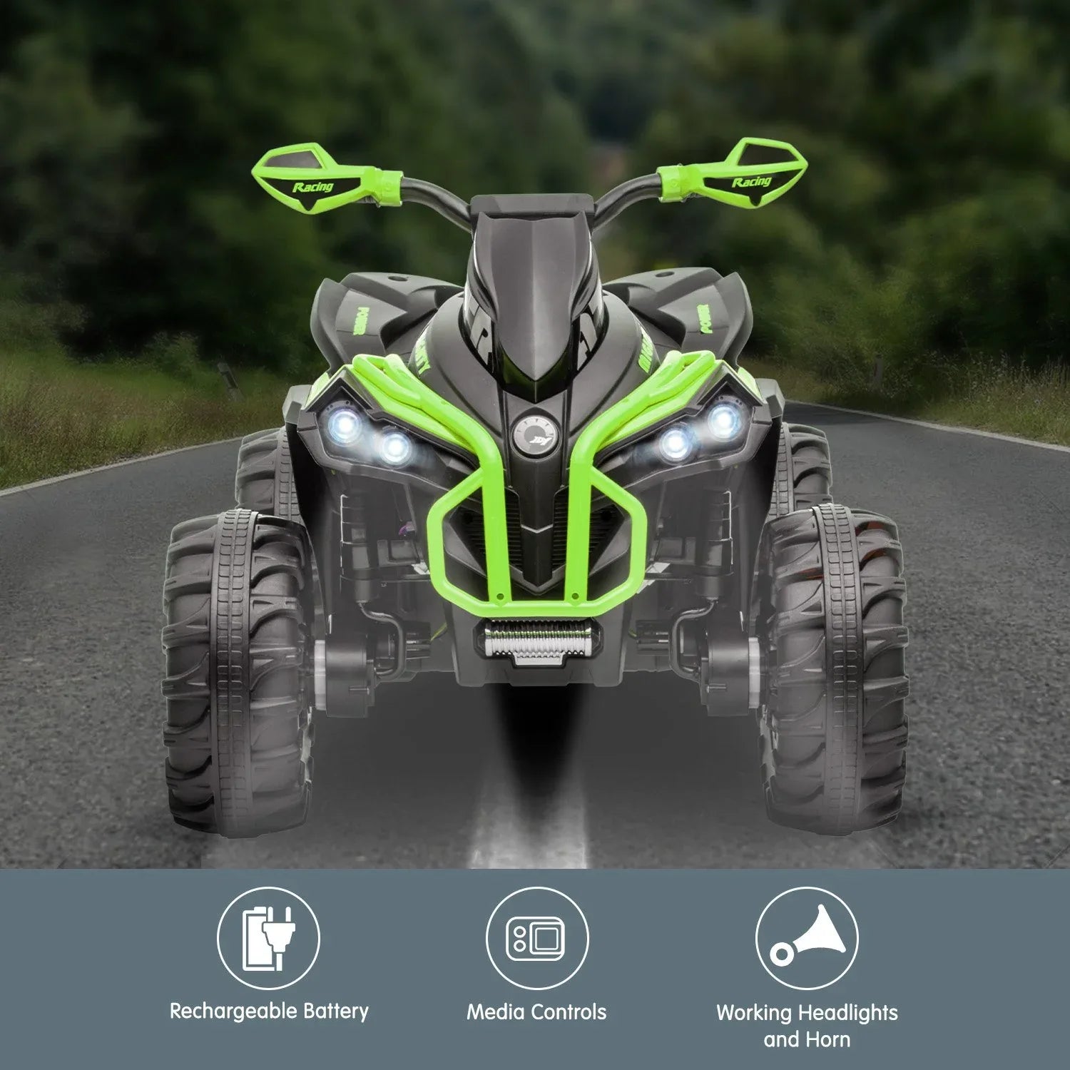 Kahuna GTS99 Kids Electric Ride On Quad Bike Toy ATV 50W - Green - Mekamart Australia