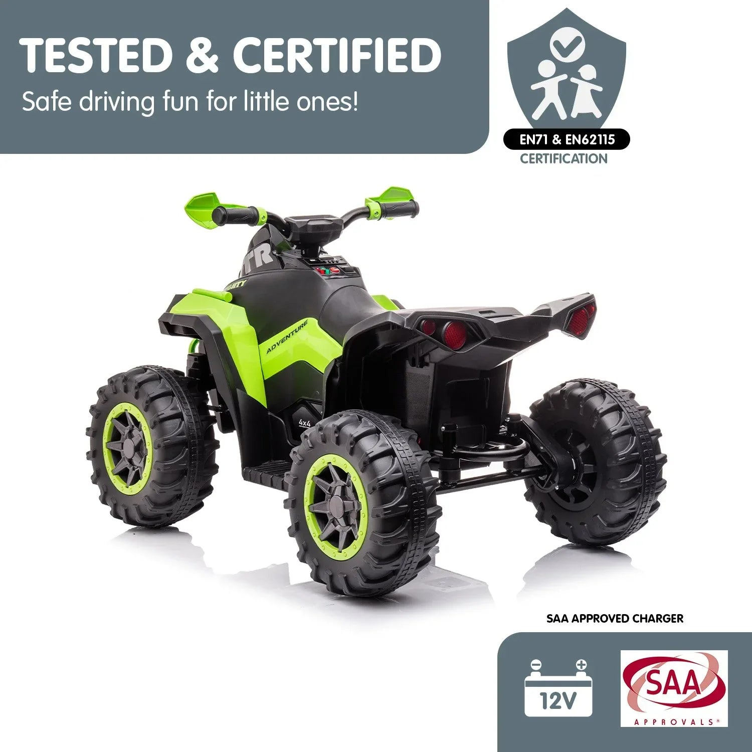 Kahuna GTS99 Kids Electric Ride On Quad Bike Toy ATV 50W - Green - Mekamart Australia