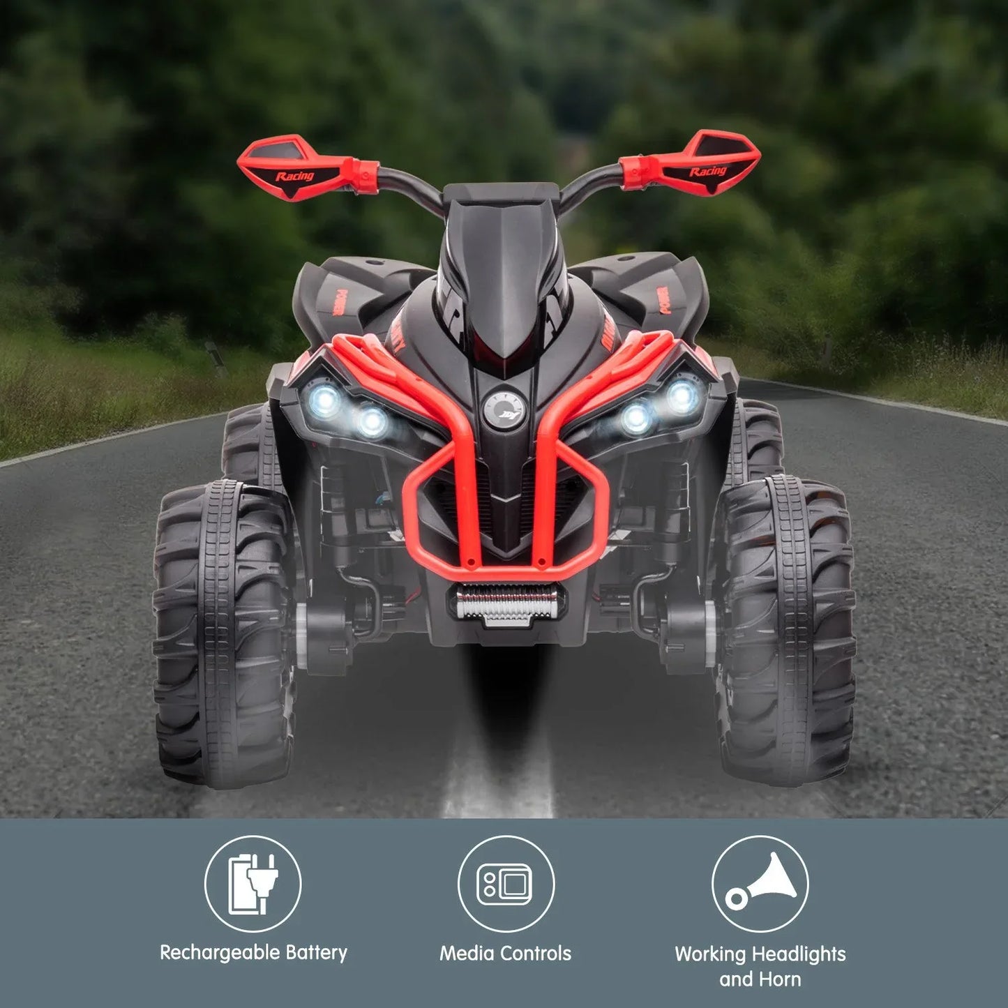 Kahuna GTS99 Kids Electric Ride On Quad Bike Toy ATV 50W - Red - Mekamart Australia