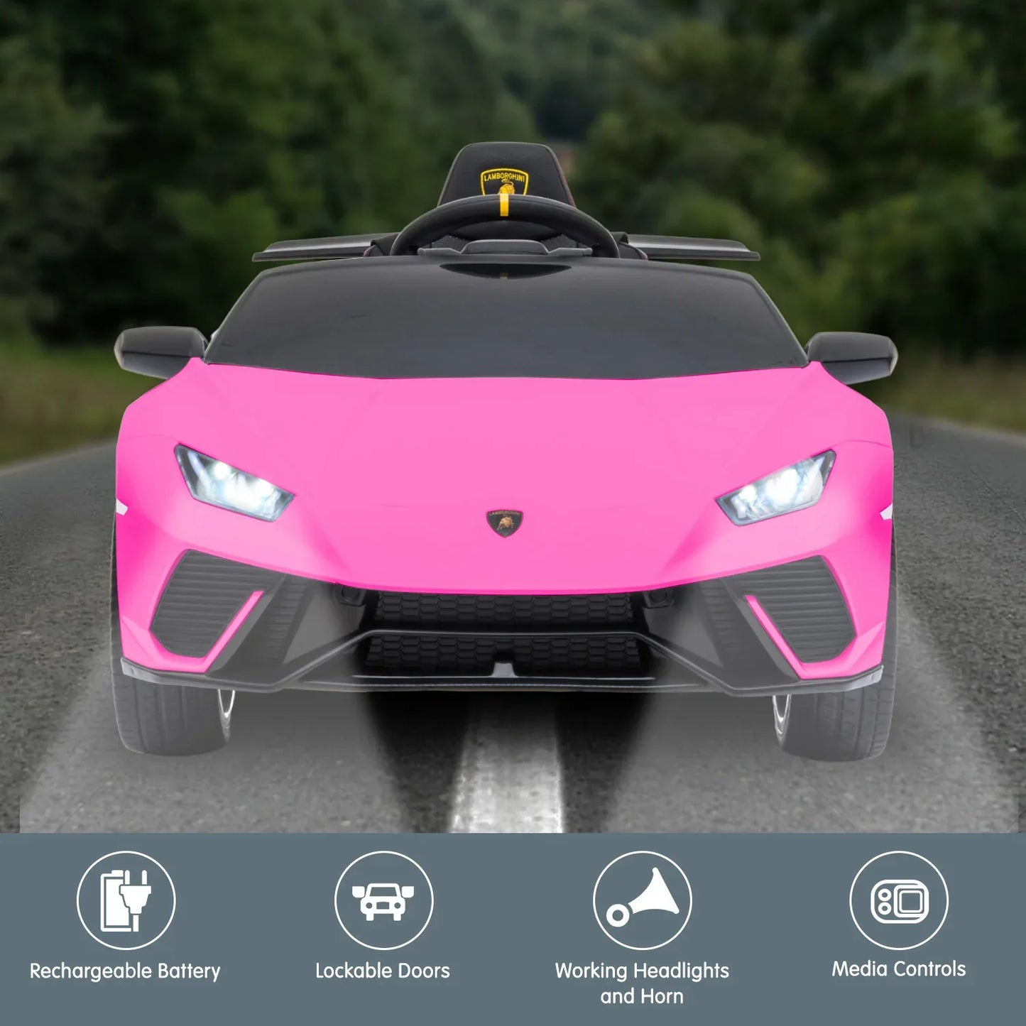 Kahuna Lamborghini Performante Kids Electric Ride On Car Remote Control by Kahuna - Pink - Mekamart Australia