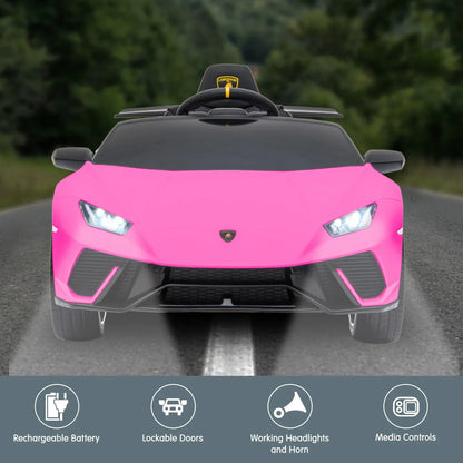 Kahuna Lamborghini Performante Kids Electric Ride On Car Remote Control by Kahuna - Pink - Mekamart Australia