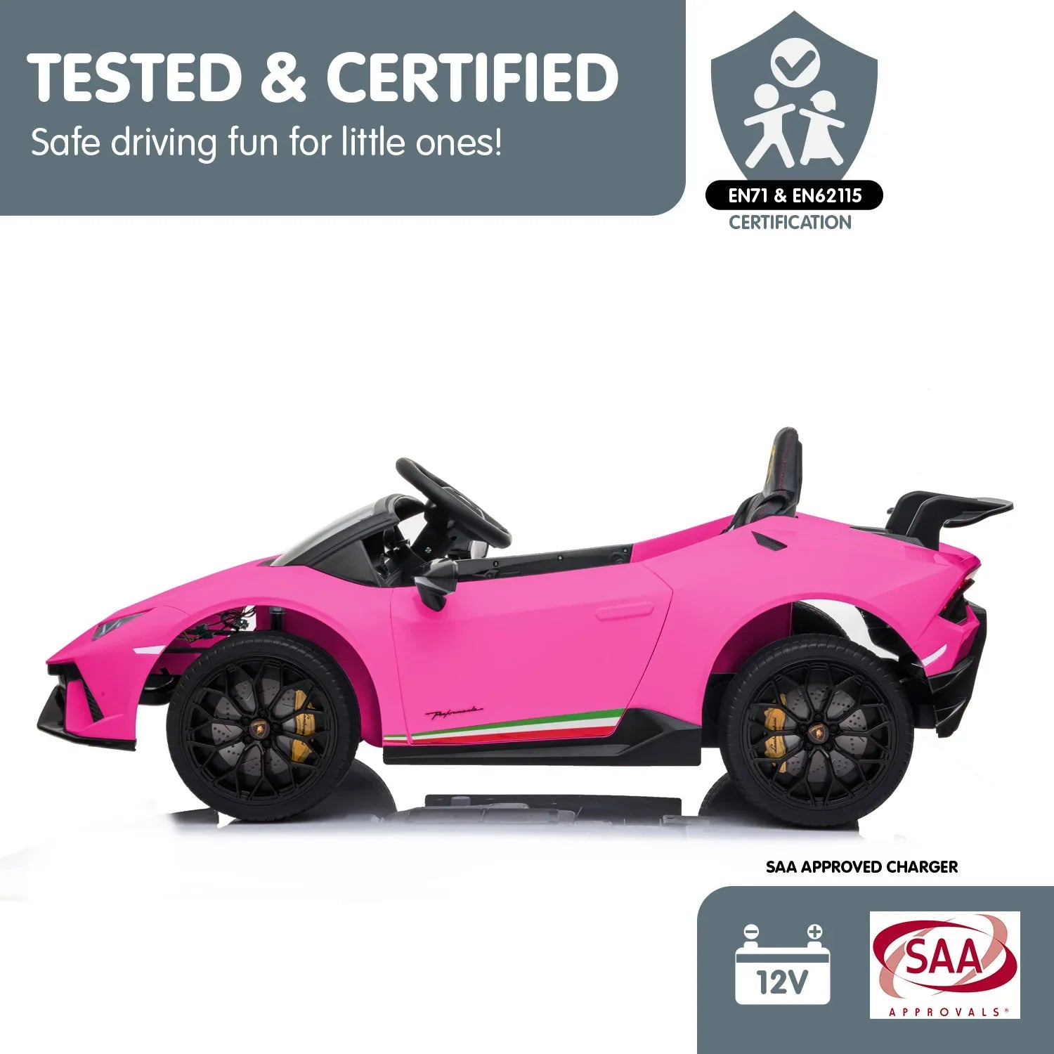 Kahuna Lamborghini Performante Kids Electric Ride On Car Remote Control by Kahuna - Pink - Mekamart Australia