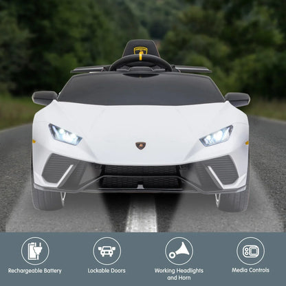 Kahuna Lamborghini Performante Kids Electric Ride On Car Remote Control by Kahuna - White - Mekamart Australia