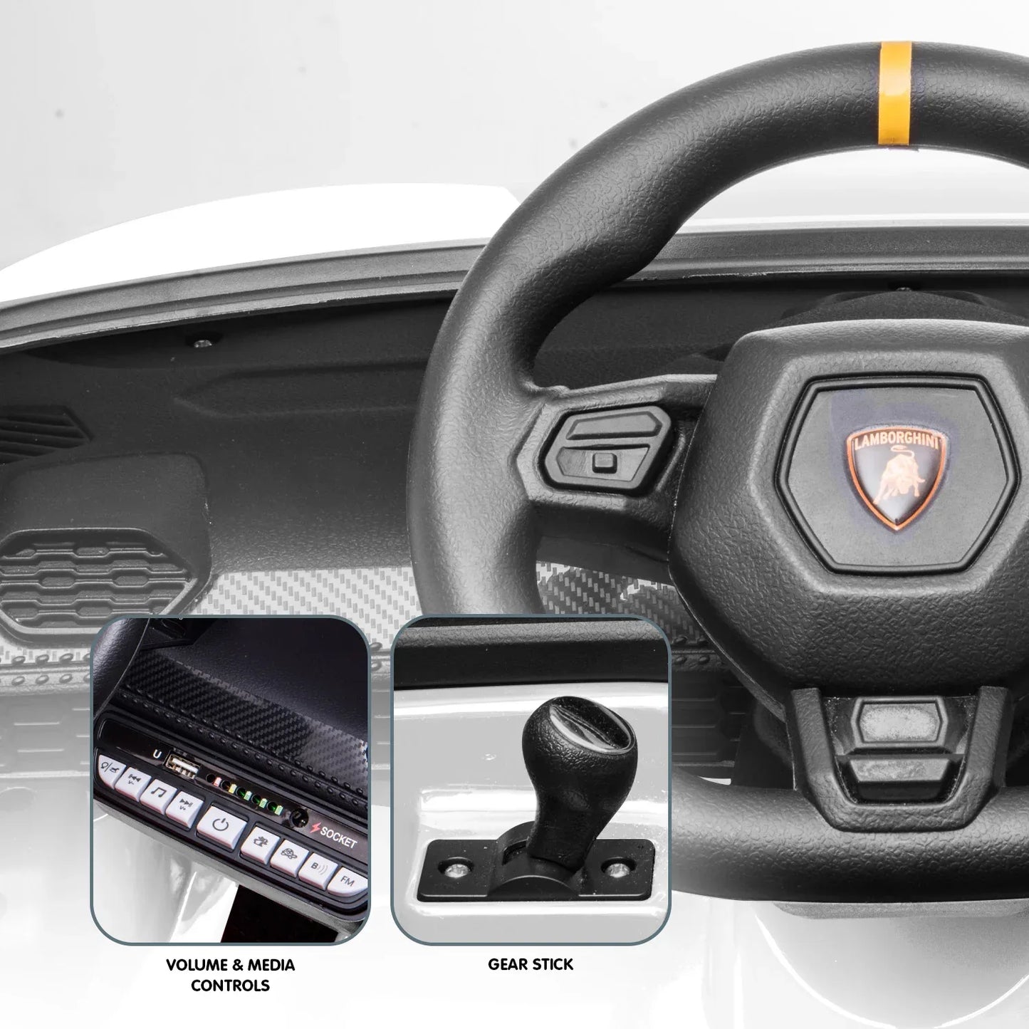 Kahuna Lamborghini Performante Kids Electric Ride On Car Remote Control by Kahuna - White - Mekamart Australia