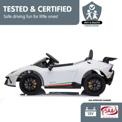 Kahuna Lamborghini Performante Kids Electric Ride On Car Remote Control by Kahuna - White - Mekamart Australia
