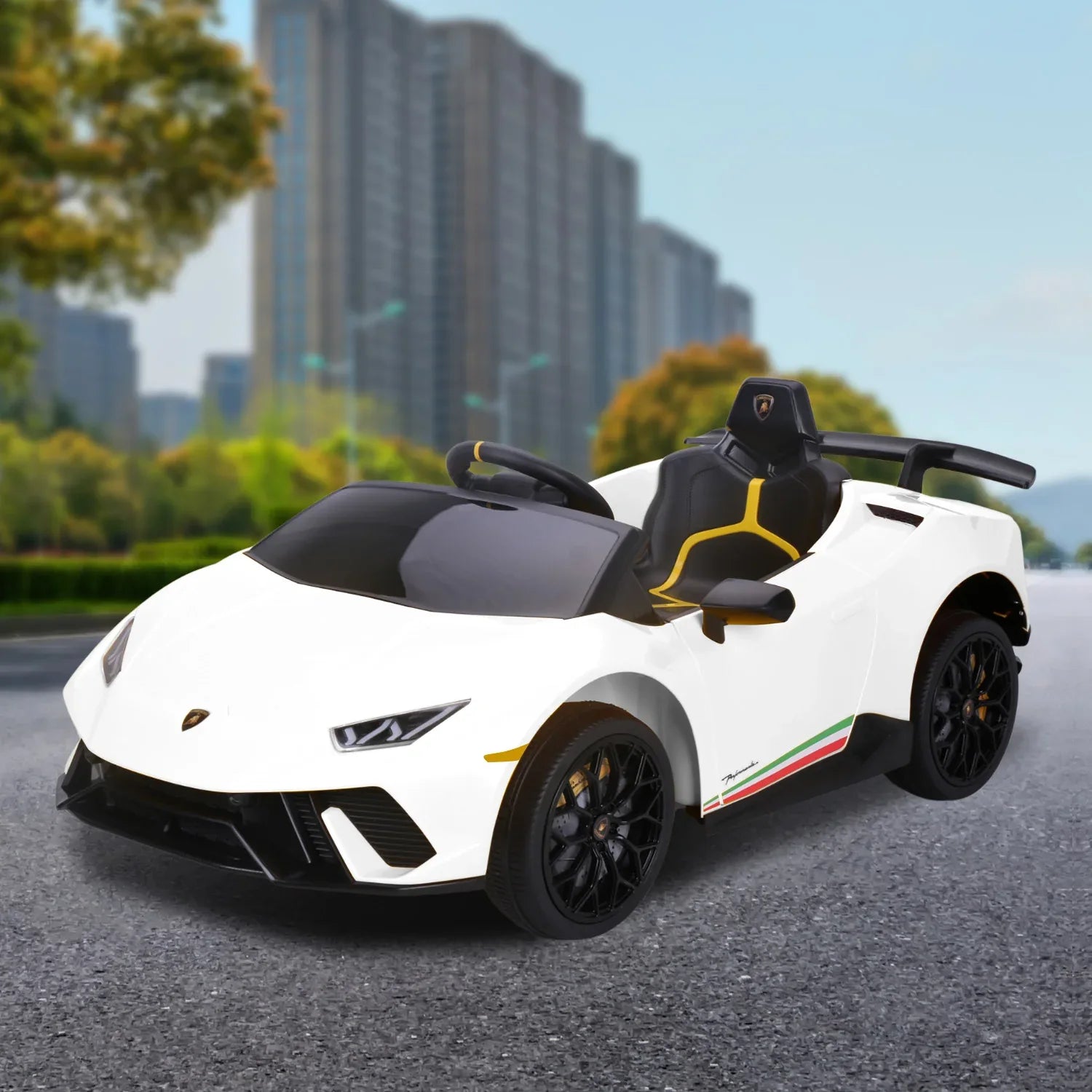 Kahuna Lamborghini Performante Kids Electric Ride On Car Remote Control by Kahuna - White - Mekamart Australia
