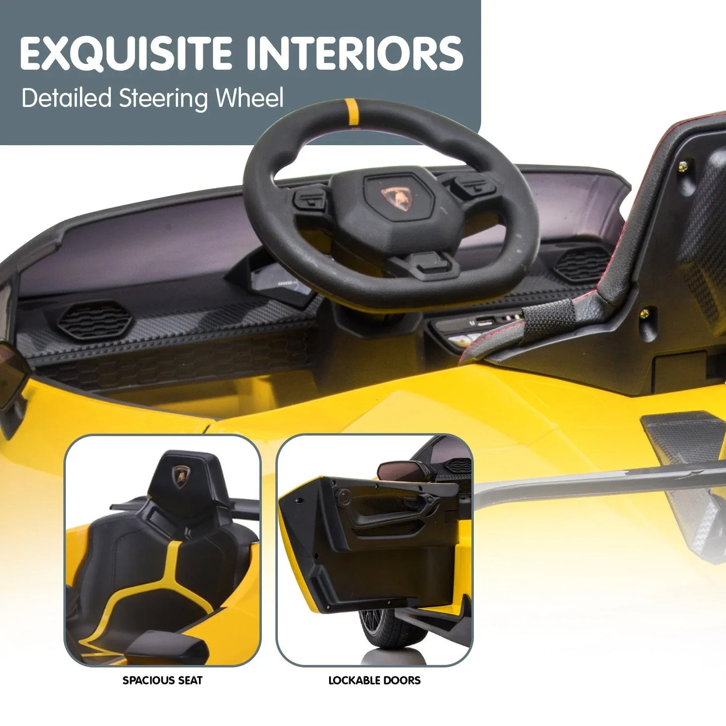 Kahuna Lamborghini Performante Kids Electric Ride On Car Remote Control - Yellow - Mekamart Australia