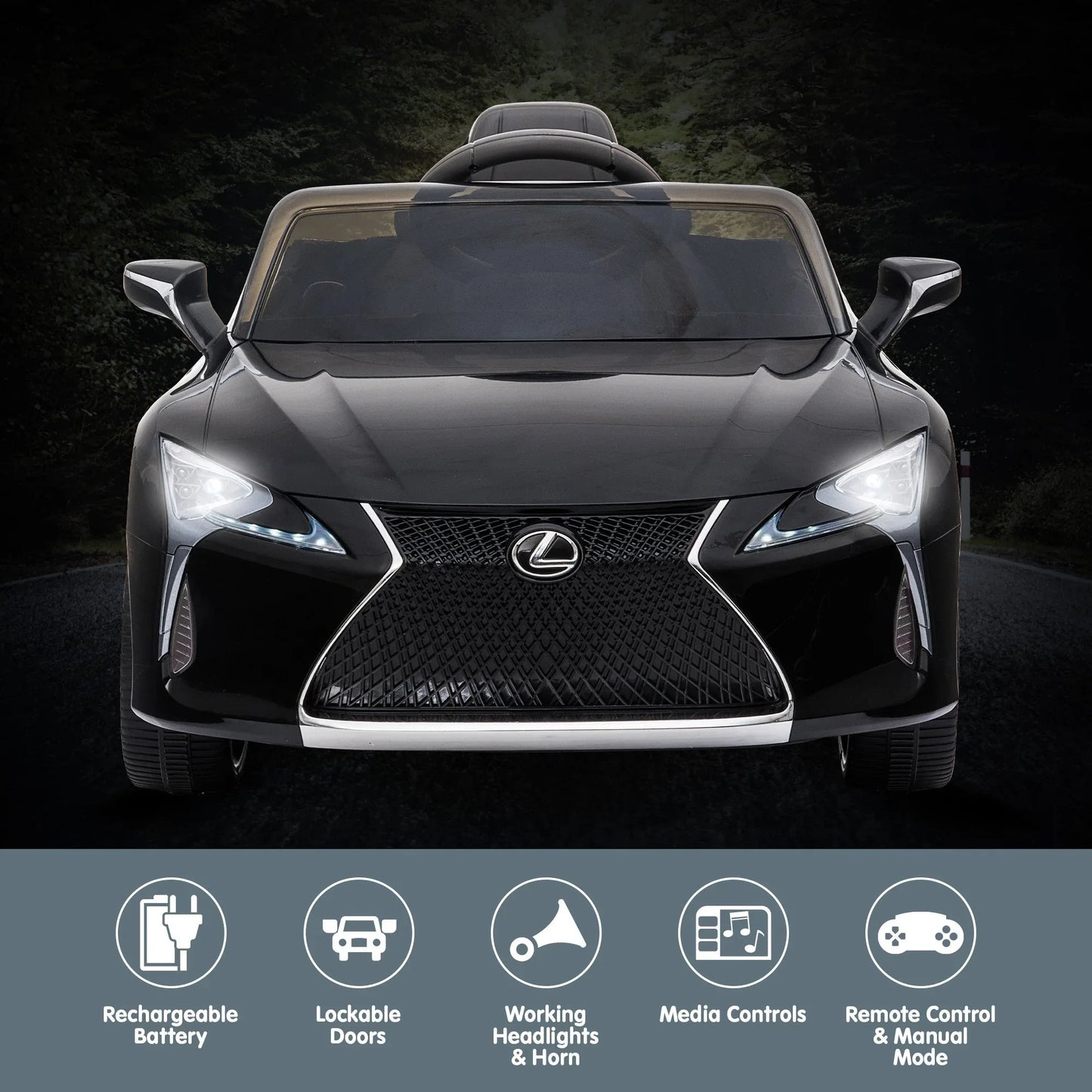 Kahuna Licensed Lexus LC 500 Kids Electric Ride On Car - Black - Mekamart Australia