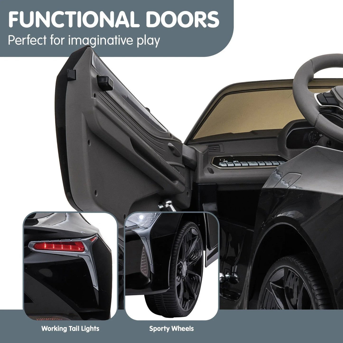 Kahuna Licensed Lexus LC 500 Kids Electric Ride On Car - Black - Mekamart Australia