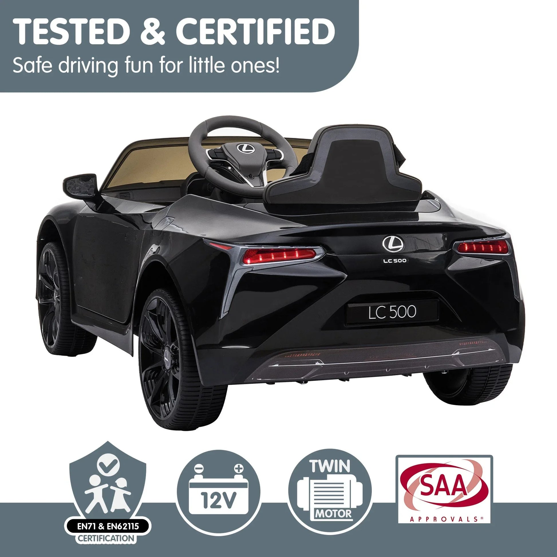Kahuna Licensed Lexus LC 500 Kids Electric Ride On Car - Black - Mekamart Australia
