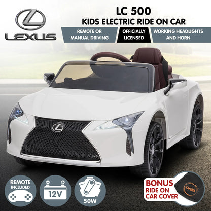 Kahuna Licensed Lexus Lc 500 Kids Electric Ride On Car - White - Mekamart Australia