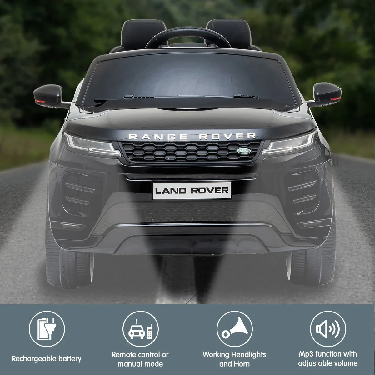 Kahuna Land Rover Licensed Kids Electric Ride On Car Remote Control - Black - Mekamart Australia