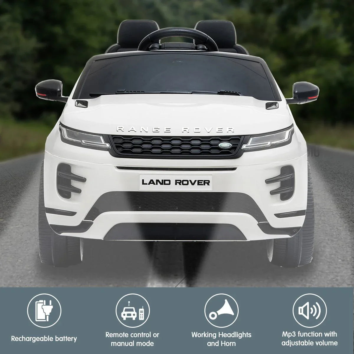 Kahuna Land Rover Licensed Kids Electric Ride On Car Remote Control - White - Mekamart Australia