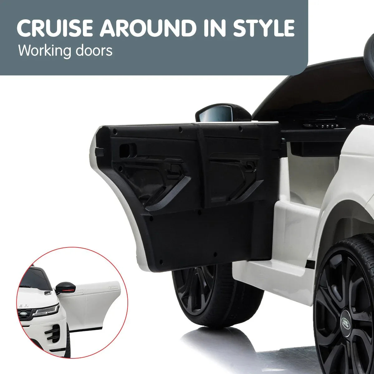 Kahuna Land Rover Licensed Kids Electric Ride On Car Remote Control - White - Mekamart Australia