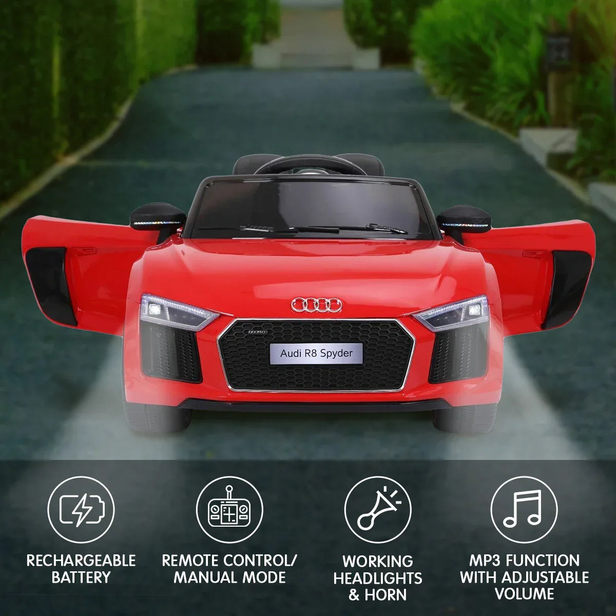 Kahuna Kahuna R8 Spyder Audi Licensed Kids Electric Ride On Car Remote Control - Red - Mekamart Australia