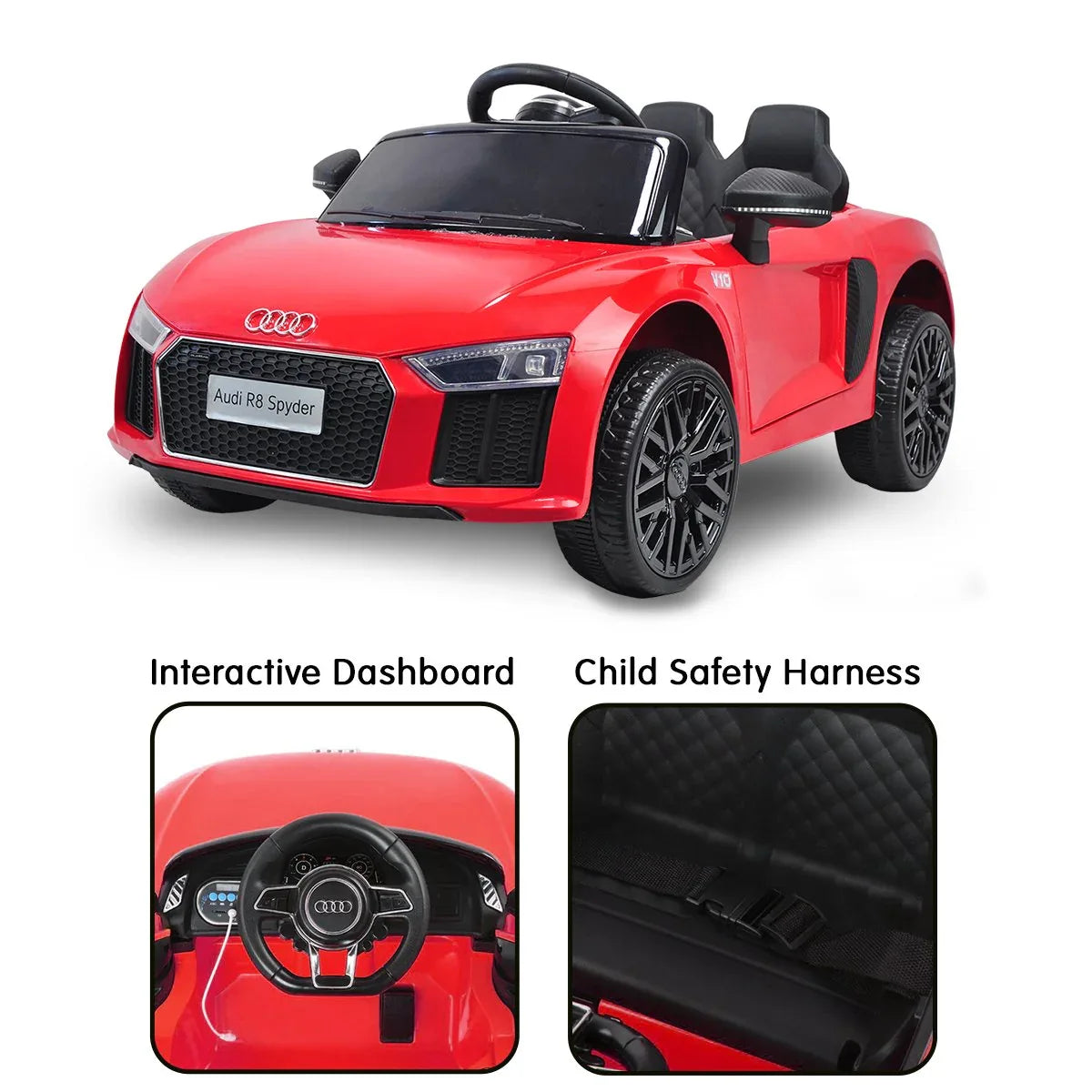 Kahuna Kahuna R8 Spyder Audi Licensed Kids Electric Ride On Car Remote Control - Red - Mekamart Australia