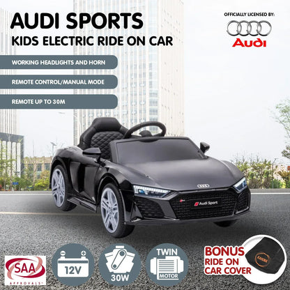 Kahuna Audi Sport Licensed Kids Electric Ride On Car Remote Control - Black - Mekamart Australia