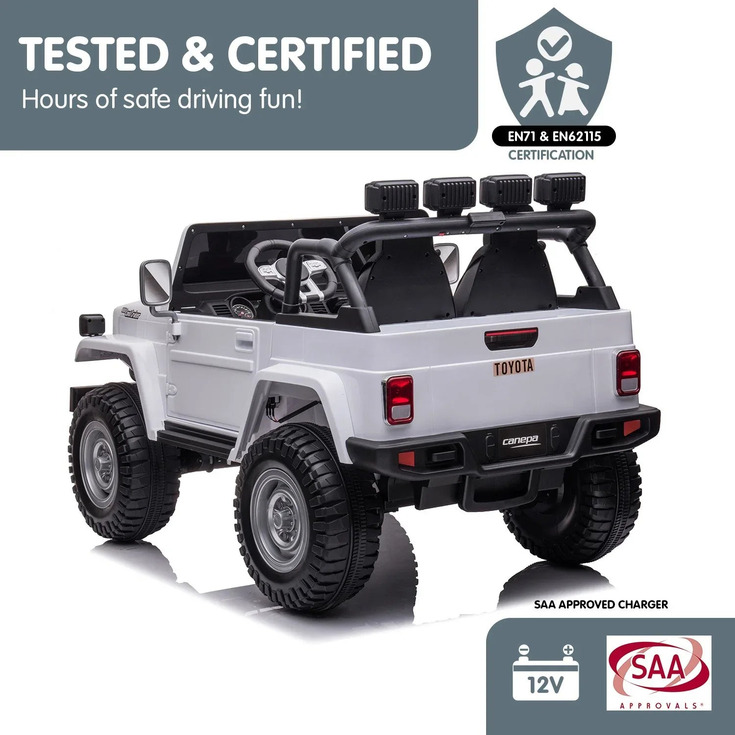 Kahuna Licensed Toyota FJ-40 Kids Ride On Electric Toy Car 80W - White - Mekamart Australia