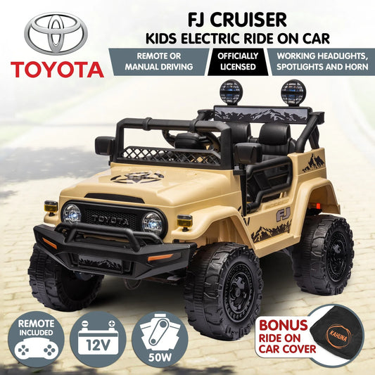 Kahuna Authorised Toyota Fj Cruiser Kids Electric Ride On Car - Khaki - Mekamart Australia
