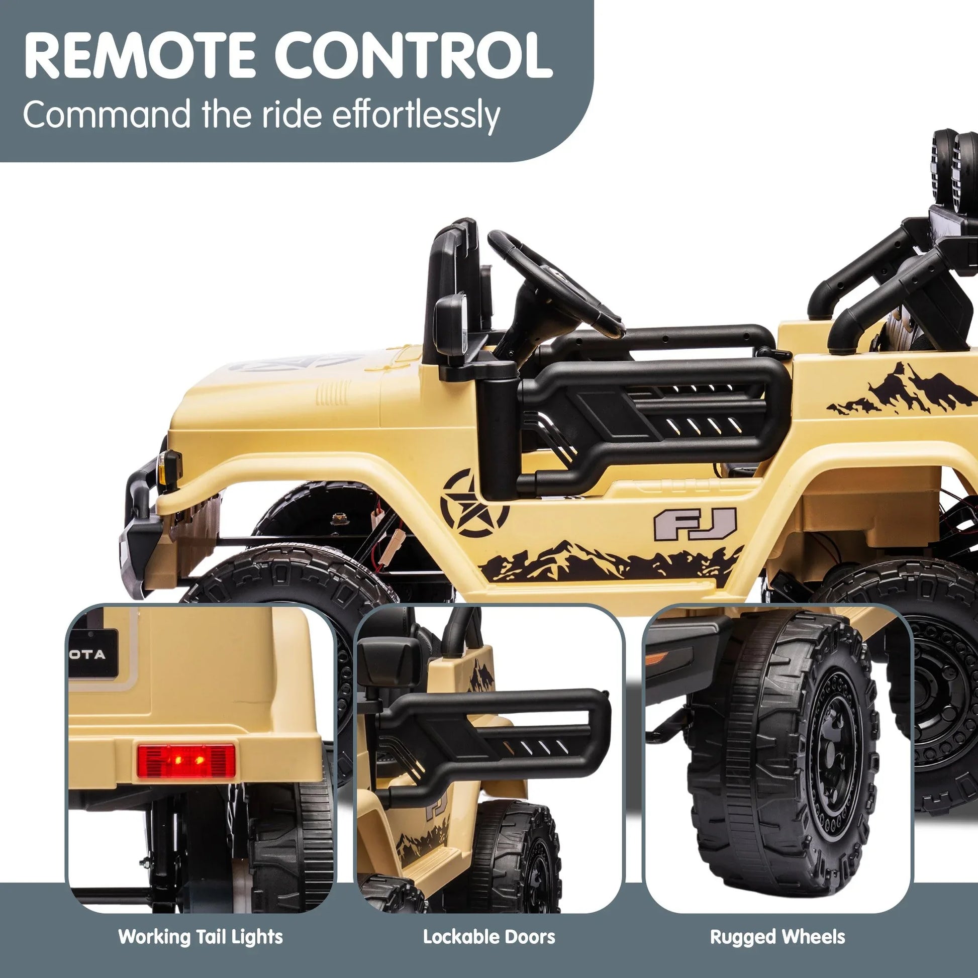 Kahuna Authorised Toyota Fj Cruiser Kids Electric Ride On Car - Khaki - Mekamart Australia