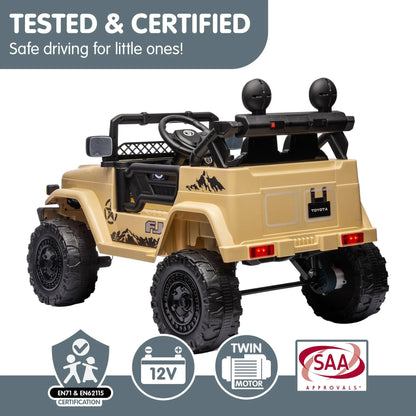 Kahuna Authorised Toyota Fj Cruiser Kids Electric Ride On Car - Khaki - Mekamart Australia