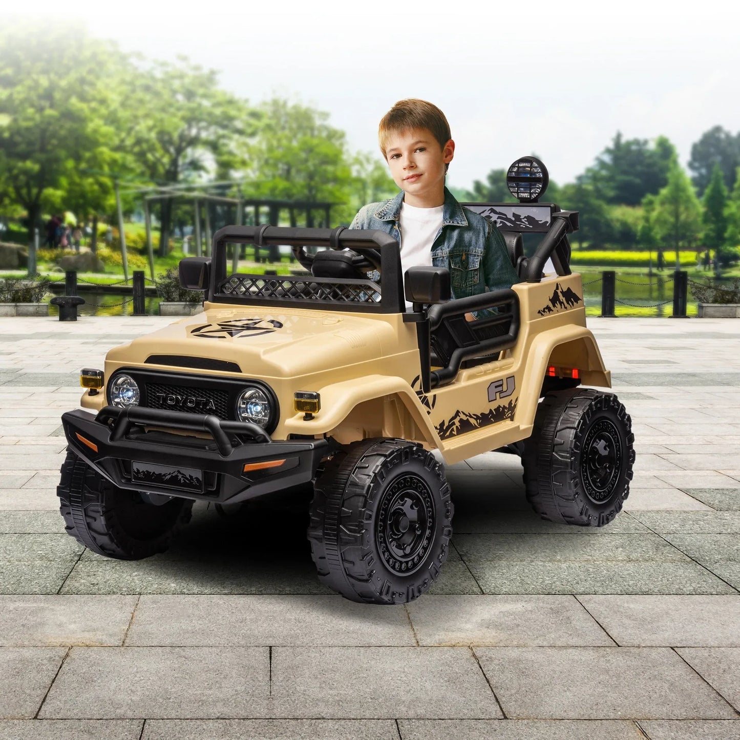 Kahuna Authorised Toyota Fj Cruiser Kids Electric Ride On Car - Khaki - Mekamart Australia