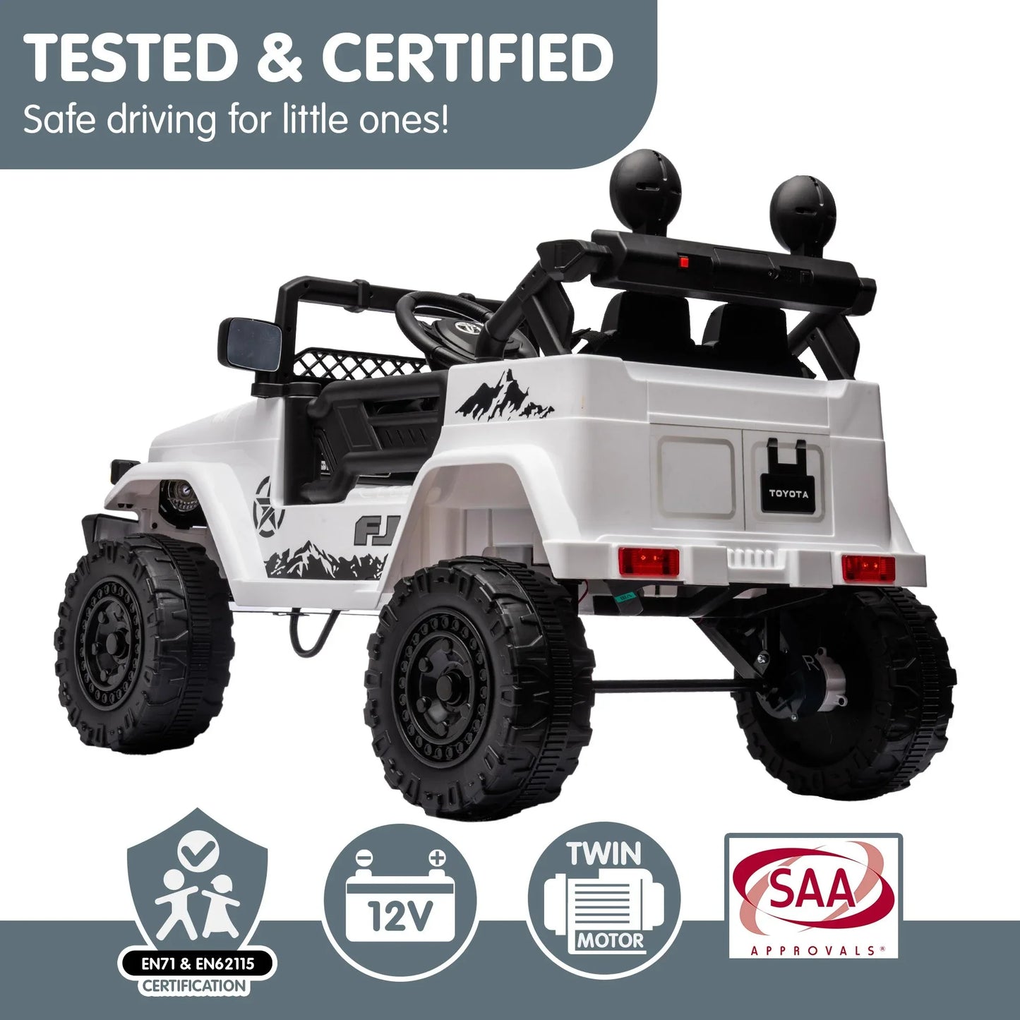 Kahuna Authorized Toyota Electric Kids Ride-on Car Fj Cruiser - White - Mekamart Australia