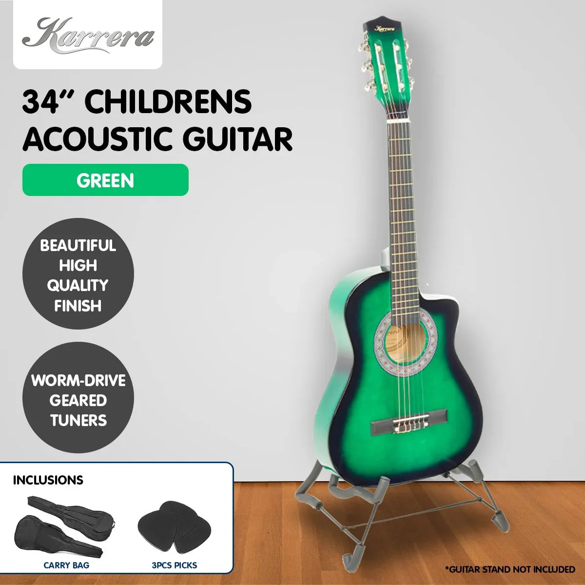 Karrera Childrens Acoustic Guitar Kids - Green - Mekamart Australia