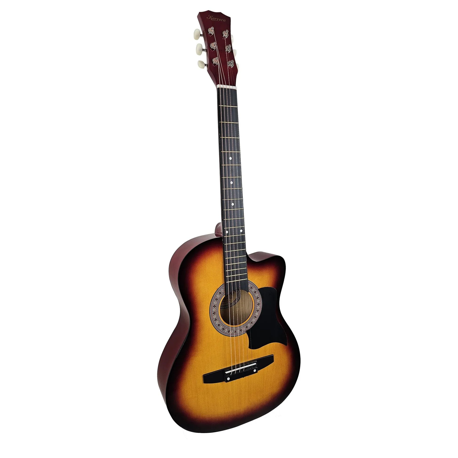 Karrera 38in Acoustic Guitar Steel Strings Carry Bag Shoulder Strap Sun Burst - Mekamart Australia