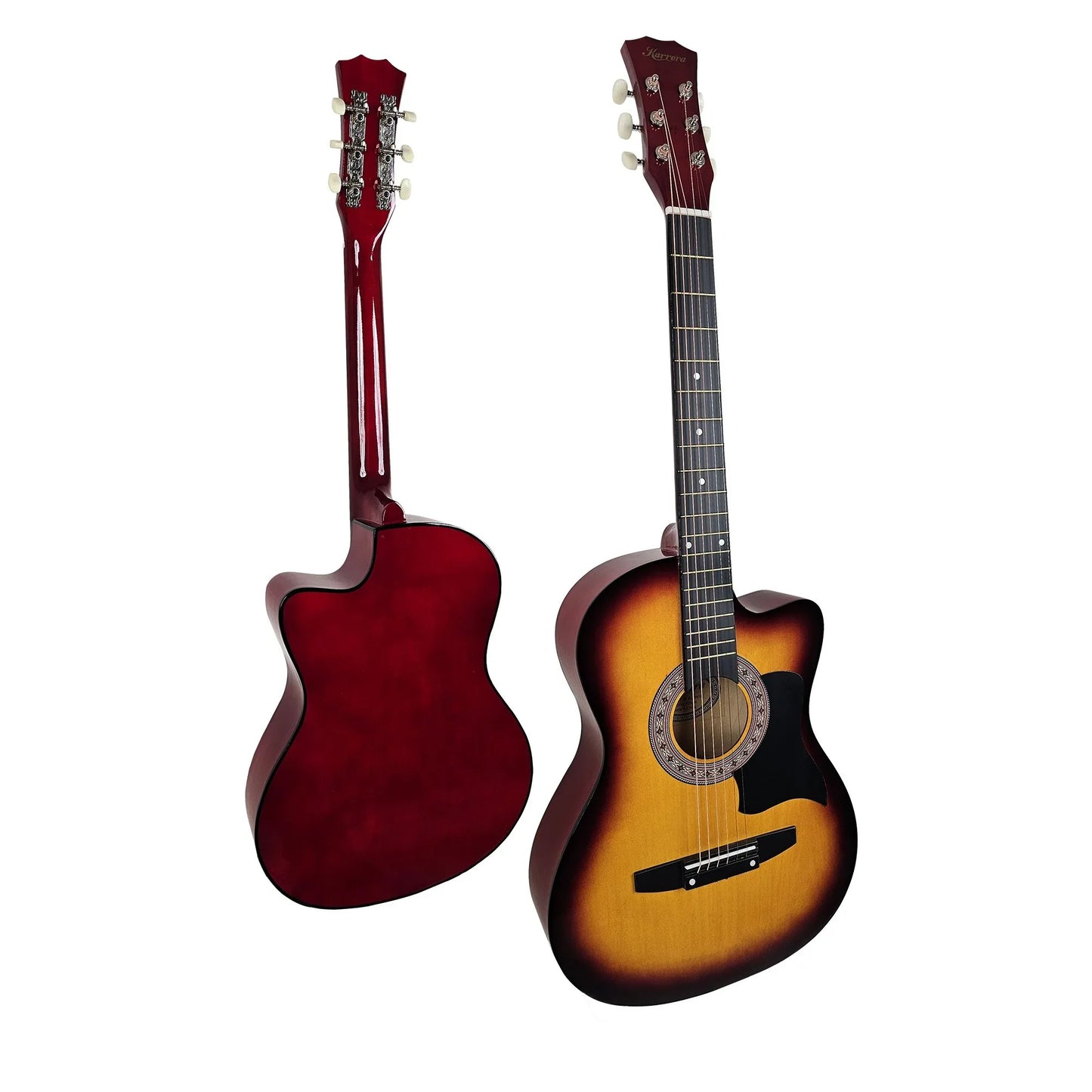 Karrera 38in Acoustic Guitar Steel Strings Carry Bag Shoulder Strap Sun Burst - Mekamart Australia