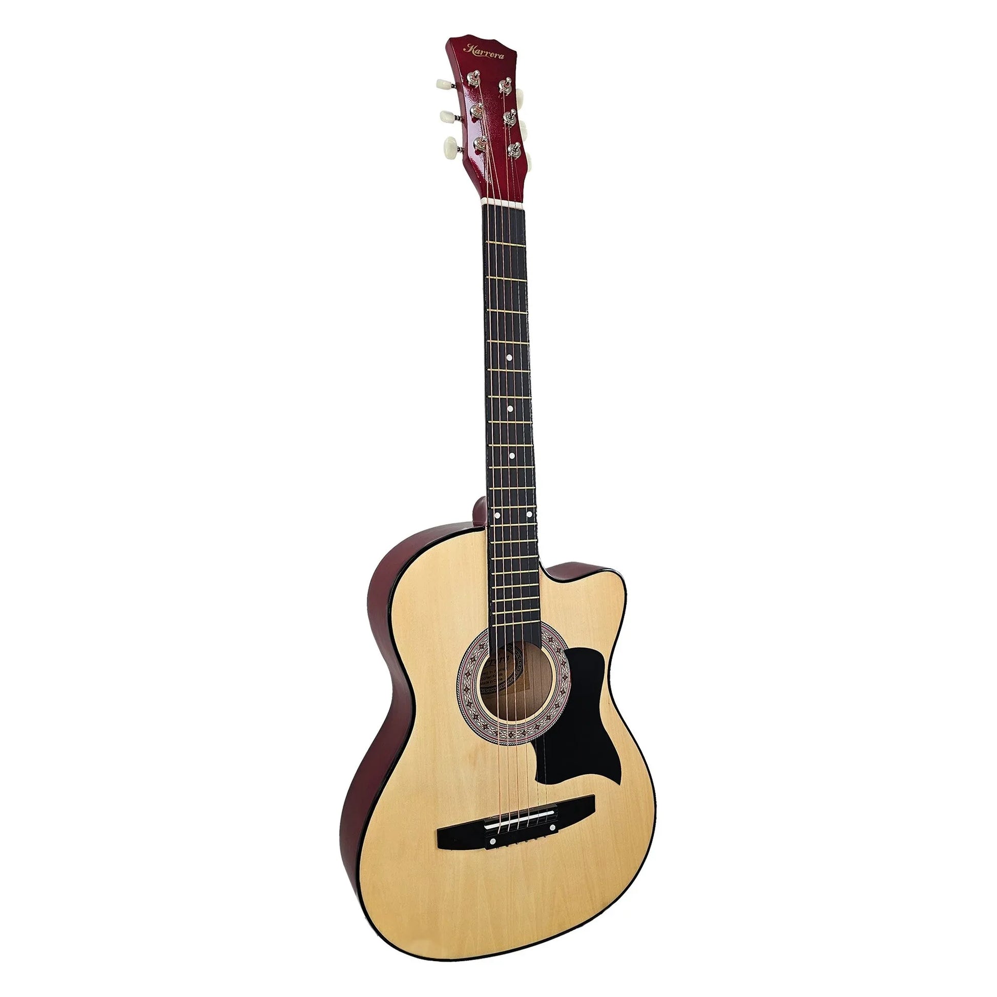 Karrera 38in Cutaway Acoustic Guitar with guitar bag - Natural - Mekamart Australia