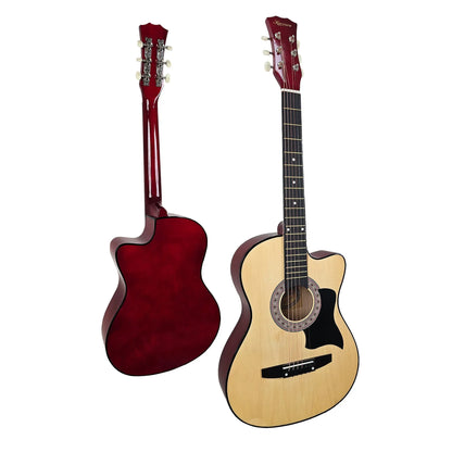 Karrera 38in Cutaway Acoustic Guitar with guitar bag - Natural - Mekamart Australia