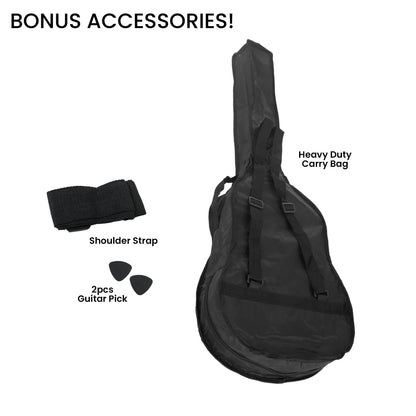 Karrera 38in Cutaway Acoustic Guitar with guitar bag - Natural - Mekamart Australia