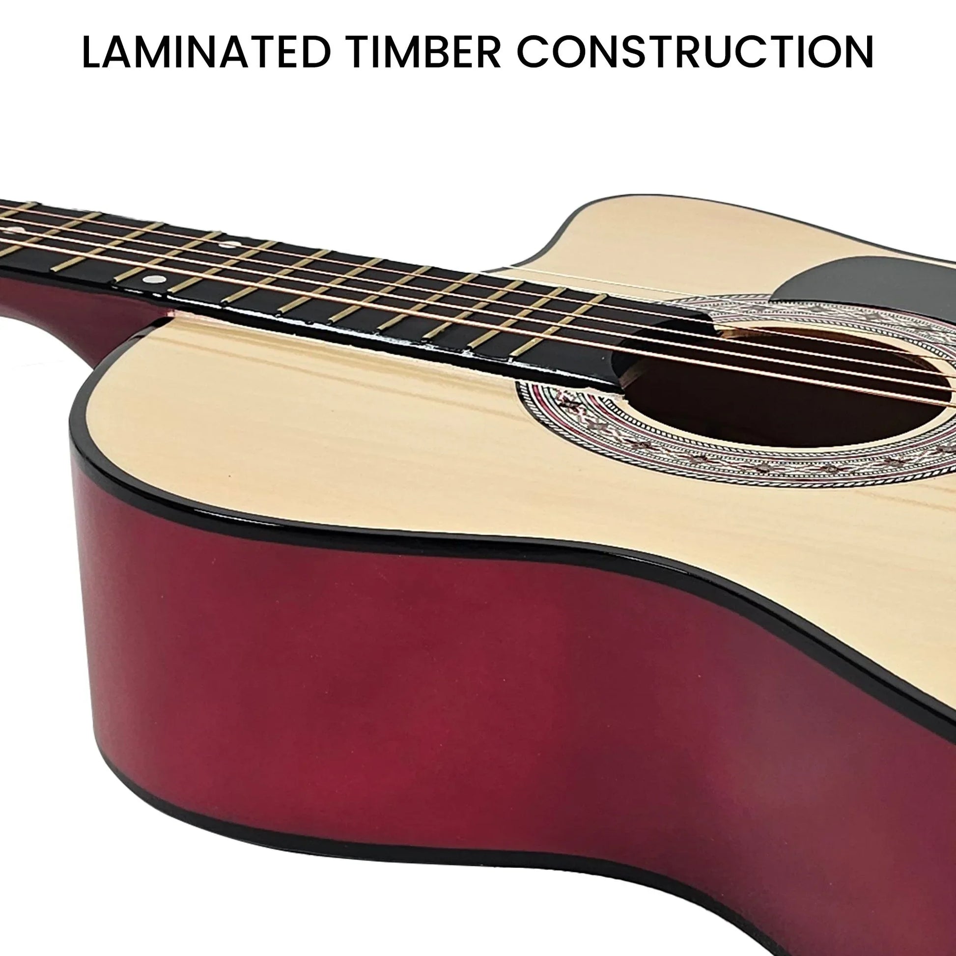 Karrera 38in Cutaway Acoustic Guitar with guitar bag - Natural - Mekamart Australia
