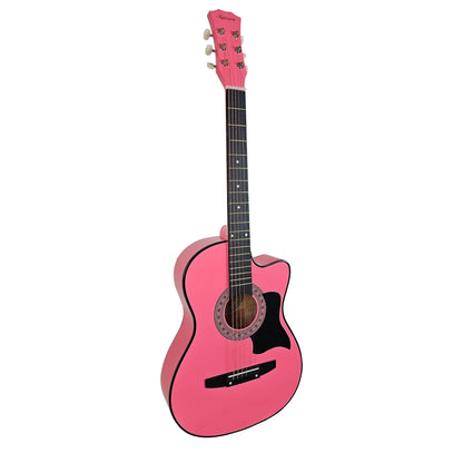 Karrera 38in Cutaway Acoustic Guitar with guitar bag - Pink - Mekamart Australia
