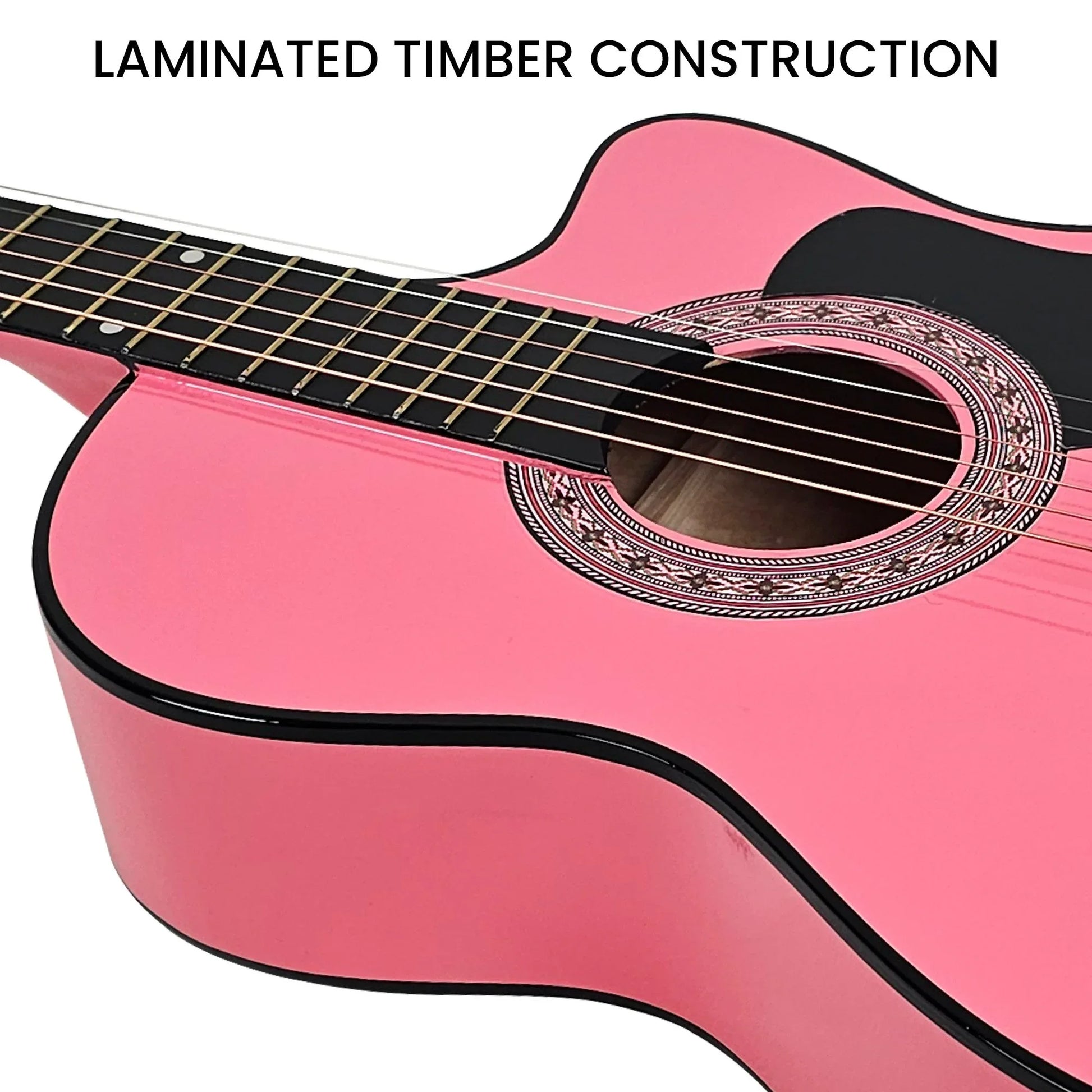 Karrera 38in Cutaway Acoustic Guitar with guitar bag - Pink - Mekamart Australia