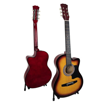 Karrera 38in Pro Cutaway Acoustic Guitar with Bag Strings - Sun Burst - Mekamart Australia