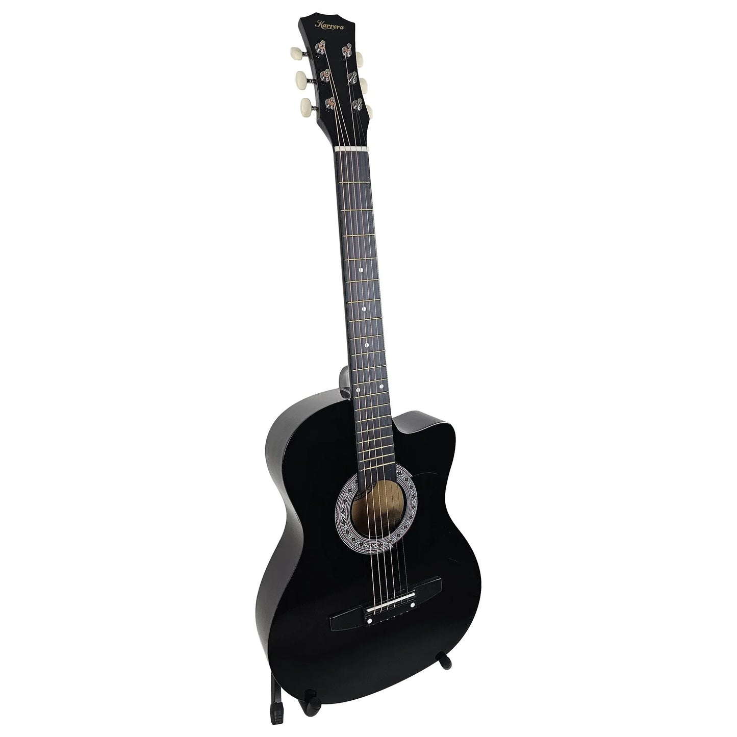 Karrera 38in Pro Cutaway Acoustic Guitar with Carry Bag - Black - Mekamart Australia