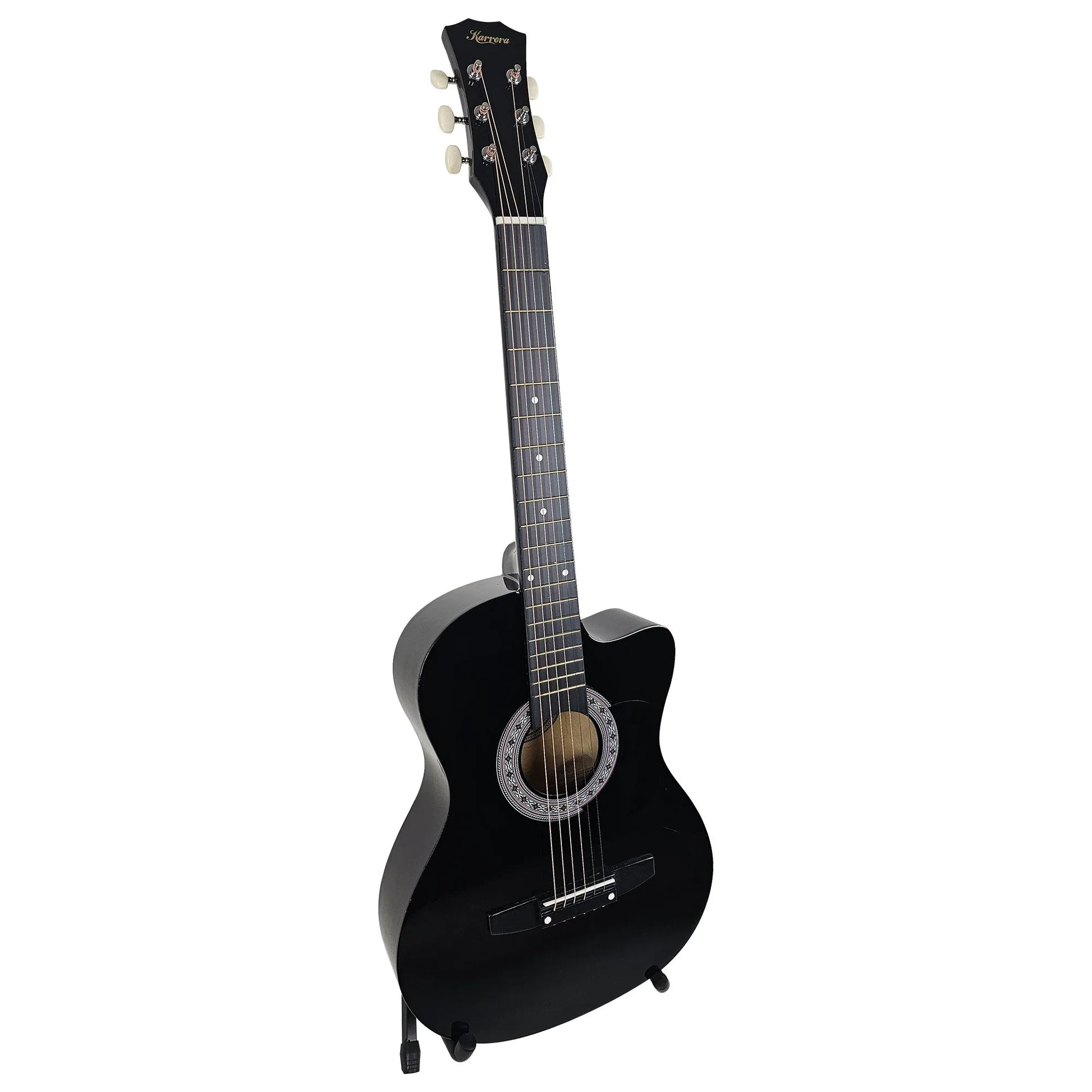 Karrera 38in Pro Cutaway Acoustic Guitar with Carry Bag - Black - Mekamart Australia