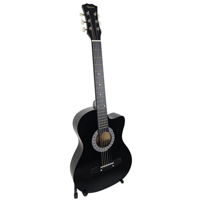 Karrera 38in Pro Cutaway Acoustic Guitar with Carry Bag - Black - Mekamart Australia